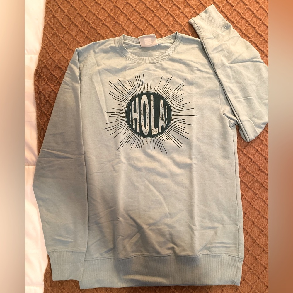 NWOT Blue Latino Heritage Month Hola Sweater Size XS